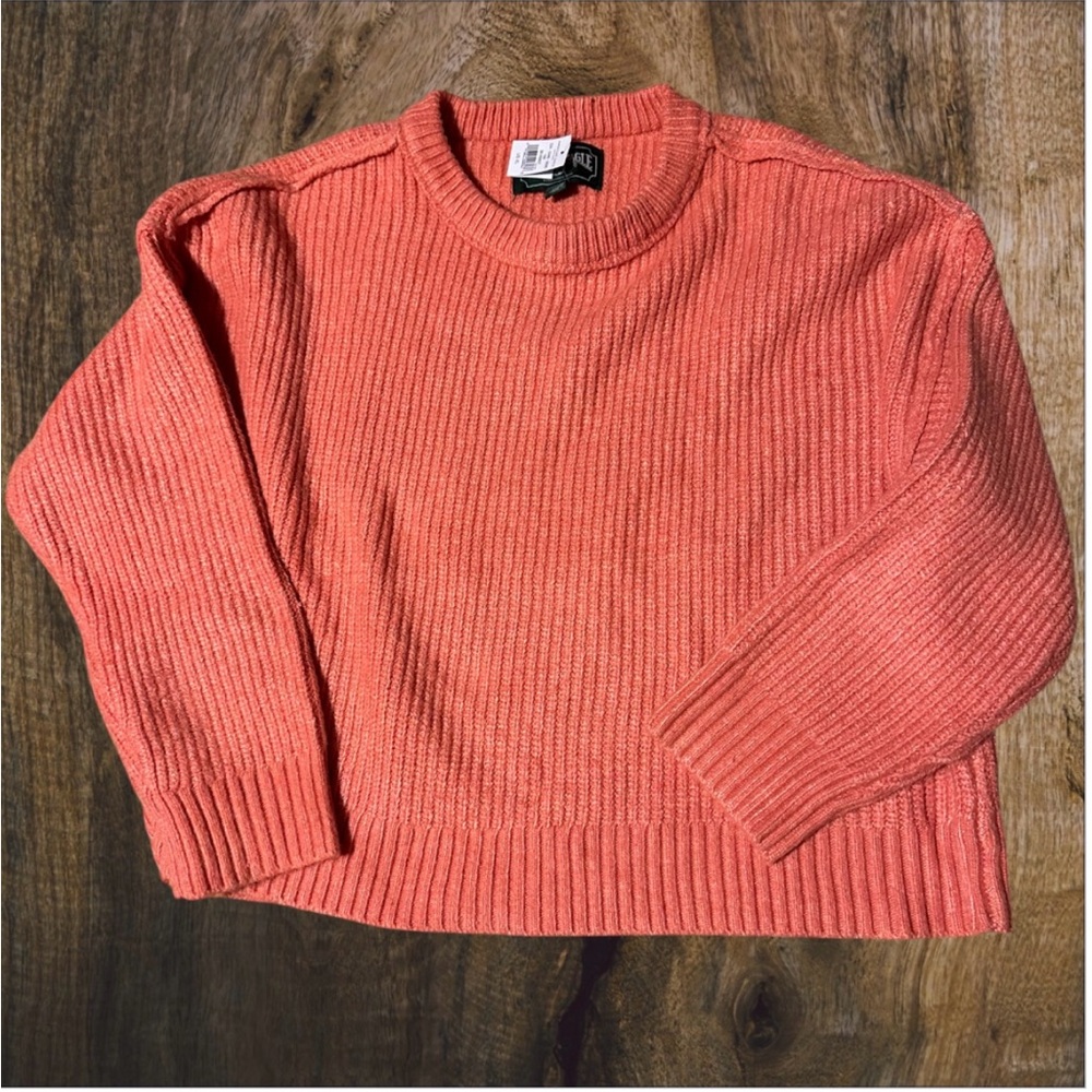 NWT AE Snowdrift Crew Neck Oversized Ribbed Sweater | Coral | Small